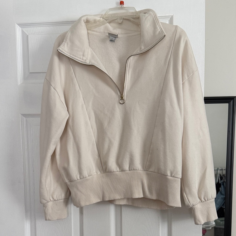 a new day Cream Half-Zip V-Neck Pullover Sweater